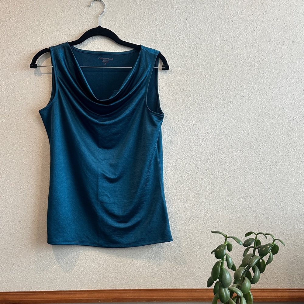 Teal Sleeveless Draped Top